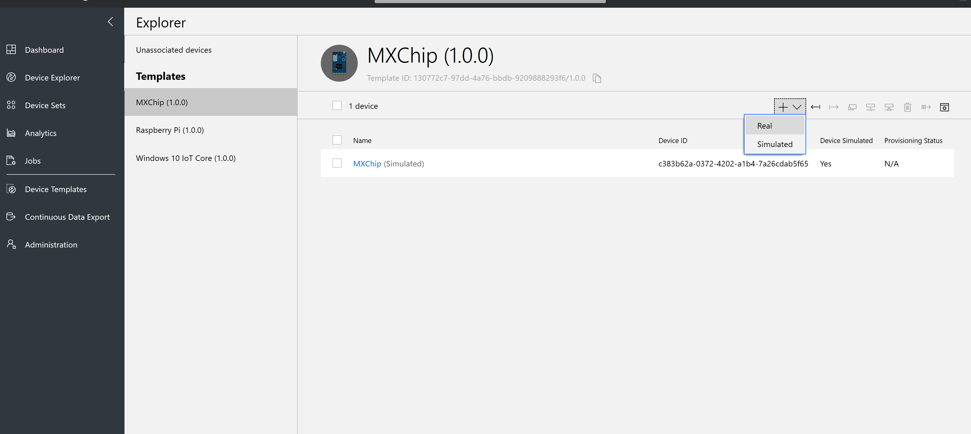 Select +New > Real Device