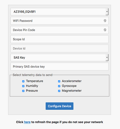 Device configuration page