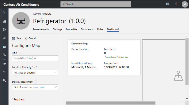 "Configure Map" form with details for title and properties