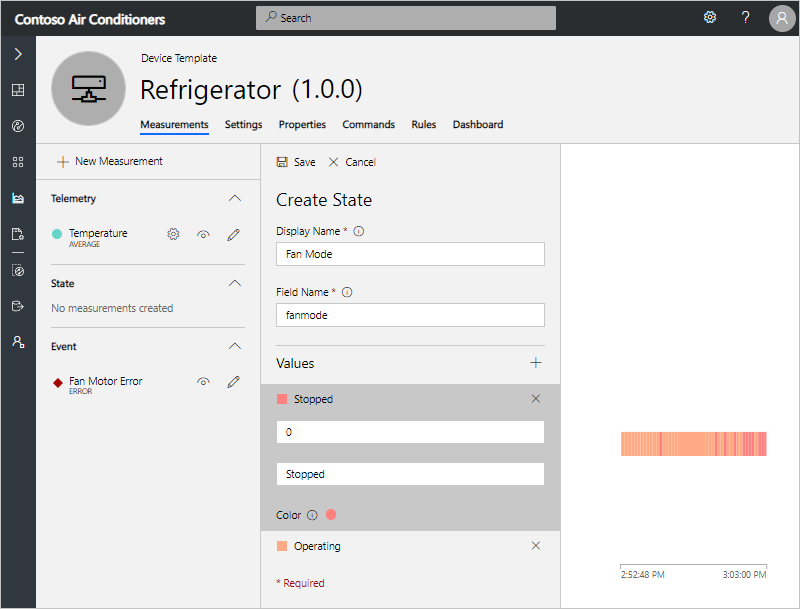 "Edit State" form with details for fan mode